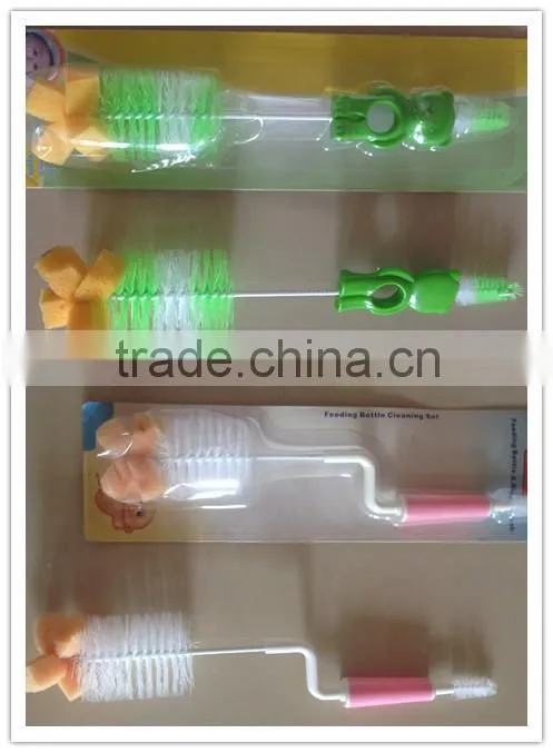 China Factory Wholesale Health 100% Sponge Nylon Baby Bottle Brush Set