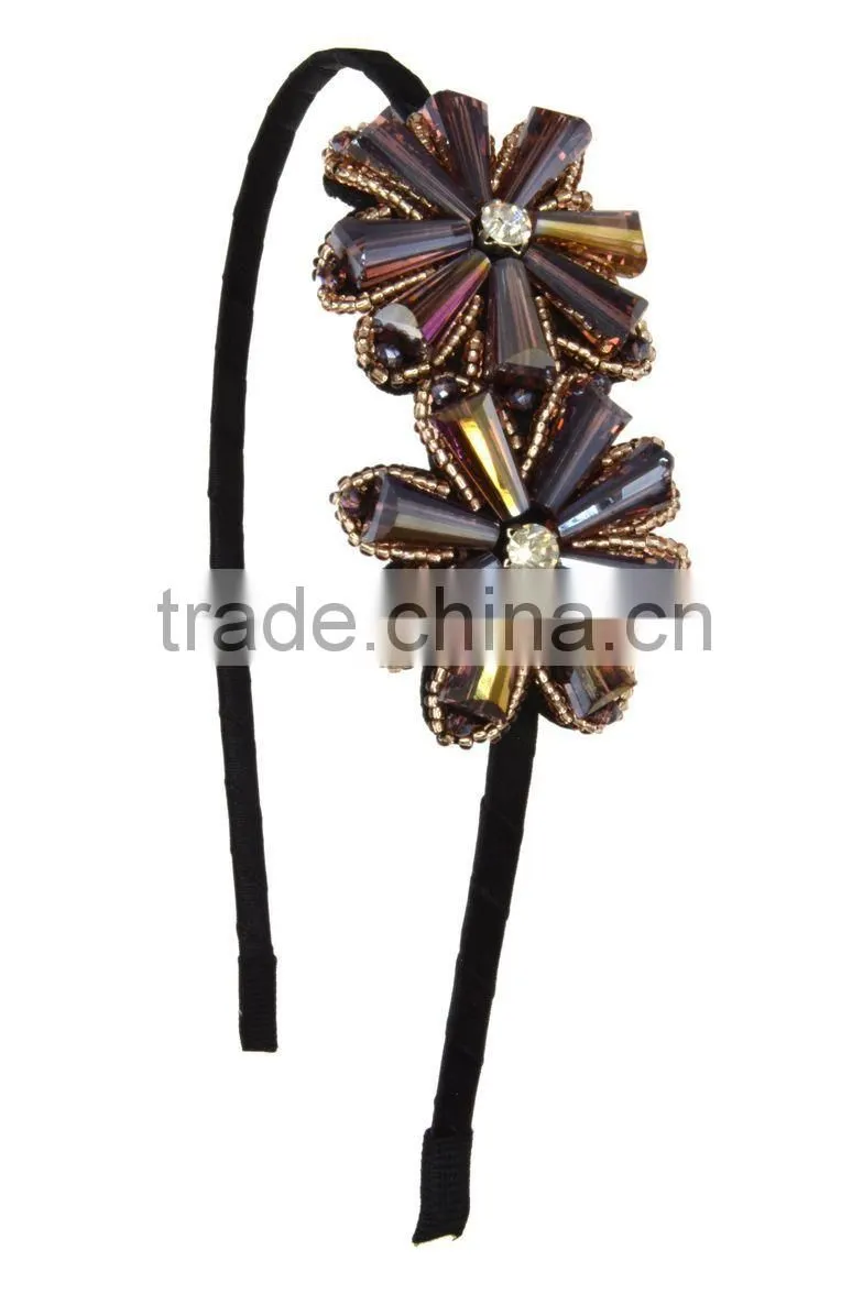 Beaded Double Flowers Hairband/Heanband