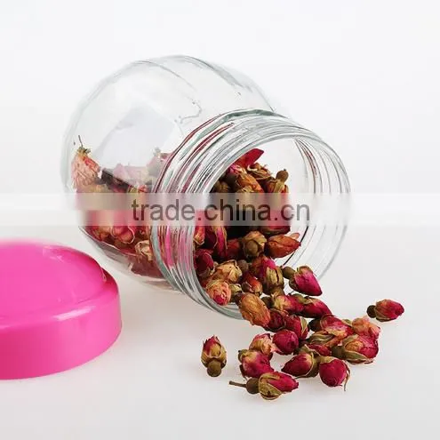 Alibaba colored plastic lid and glass spice jars wholesale