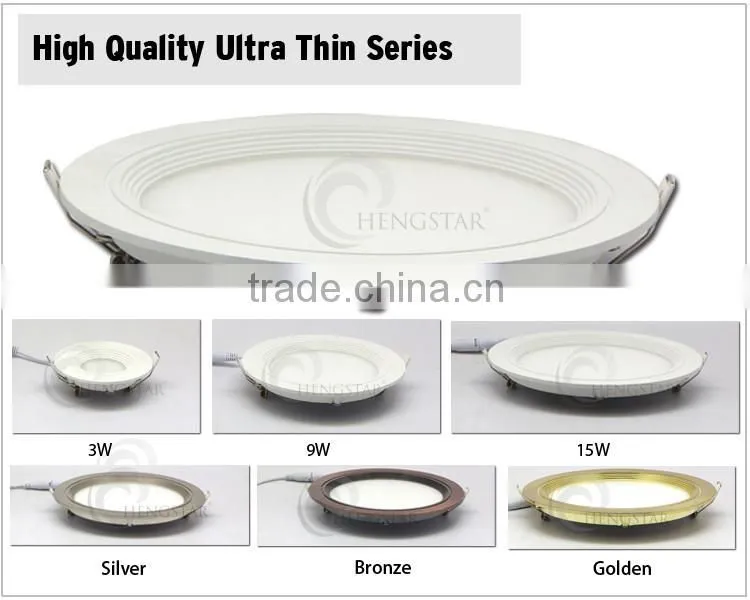 15w/18w ultra thin led light panel 3w,4w,6w,9w,12w,15w,18w white/silver/golden ra80 smd 2835 ultra thin led light panel