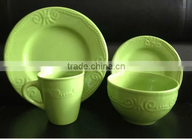 16pcs color glazed stoneware dinnerware set