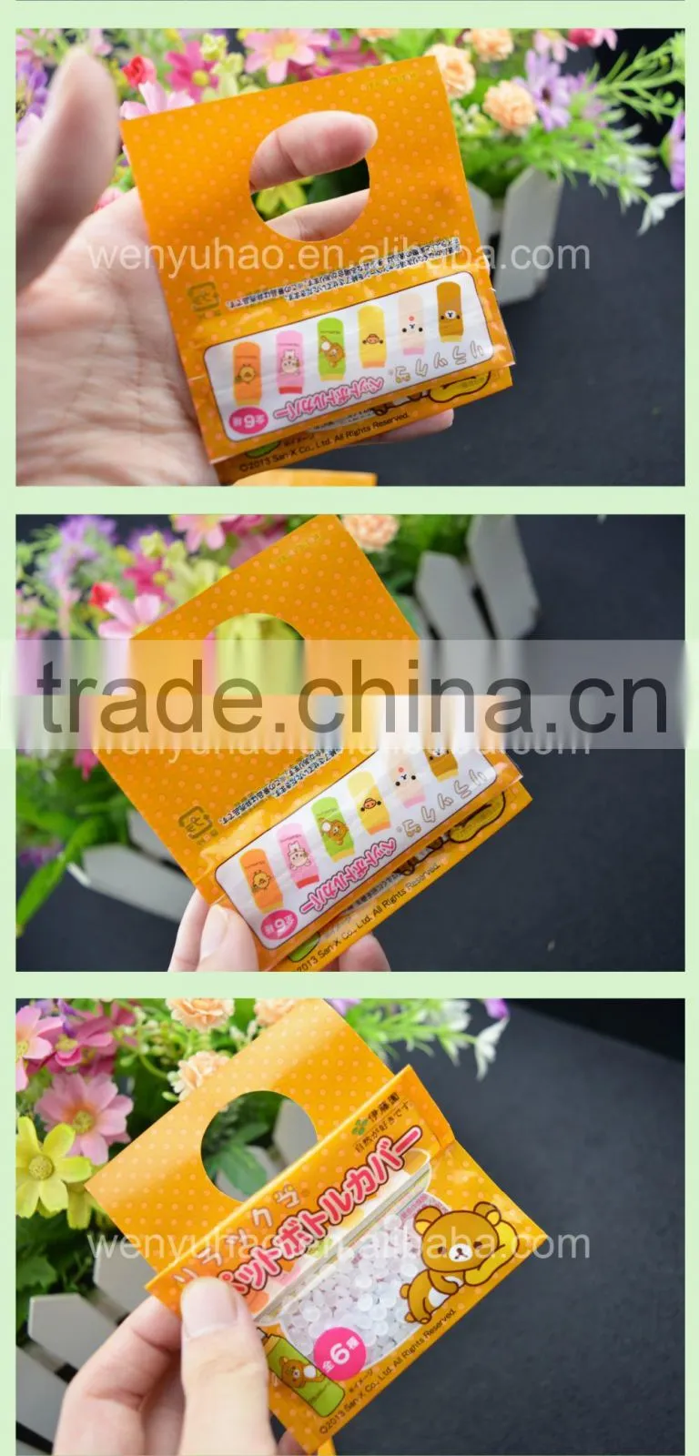 orange color custom printing self adhesive bag , cute high quality header bag with clear