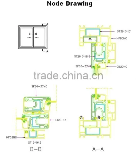 CONCH 80 PVC profiles for UPVC windows system