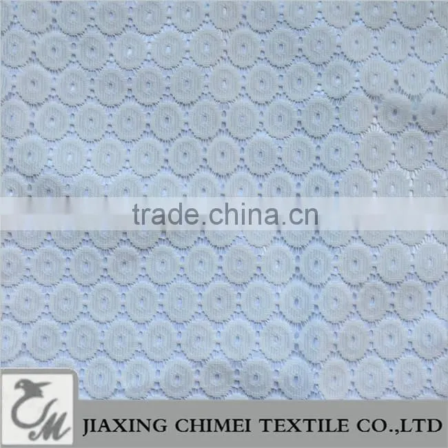 circle shape jacquard white lace fabric