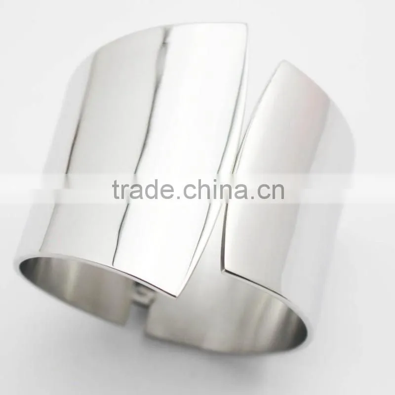 Punk Silver High Polished Cuff Bangle Jewelry Bracelet