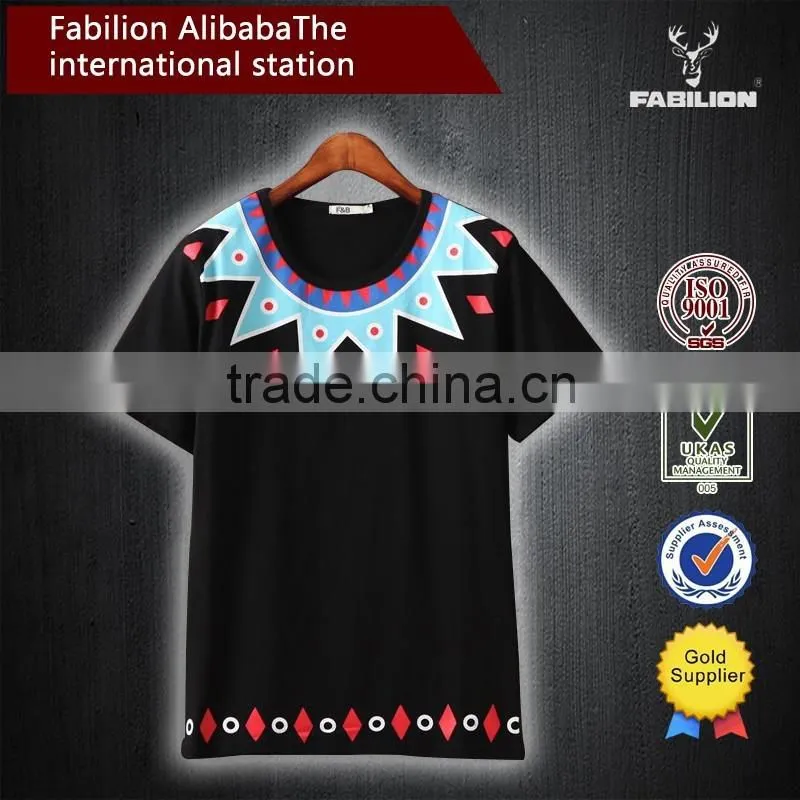 Black round collar Personality cotton T-shirt for boys fashion t shirt