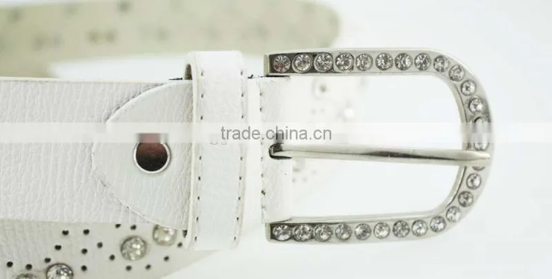 Women's Fashion rhinestone studded 35Mm pu leather jeans belt with shiny rhinestone accessories