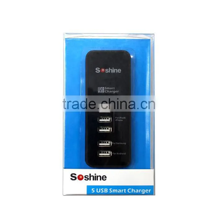 Soshine 3.1A 5 Port USB Portable Travel Charger Rapid Charger for iPhone iPad Android Devices universal usb charger