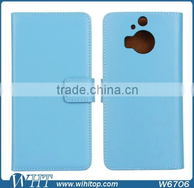 2015 New Products Wallet Real Leather Flip Stand Mobile Phone Case Cover for HTC One M9