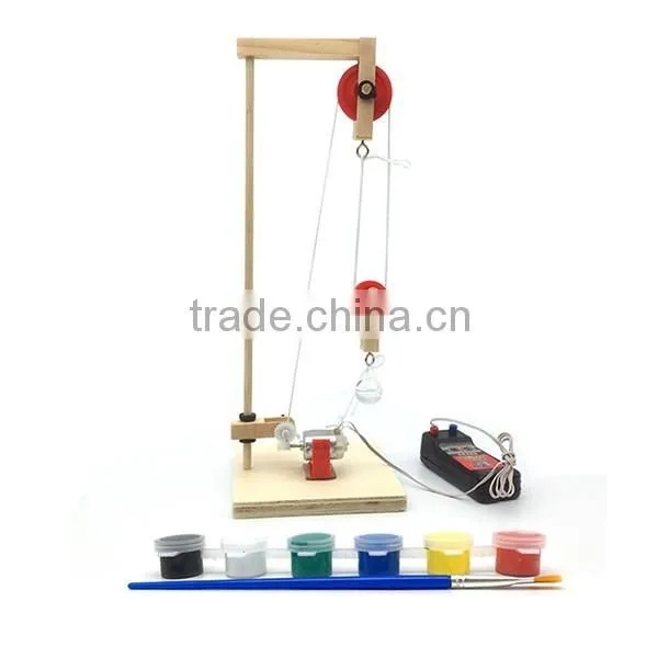 Wooden physical science toy of crane DIY craft kit