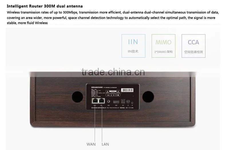 300Mbps wifi router with high quality wifi music box hi-fi audio wireless internet control