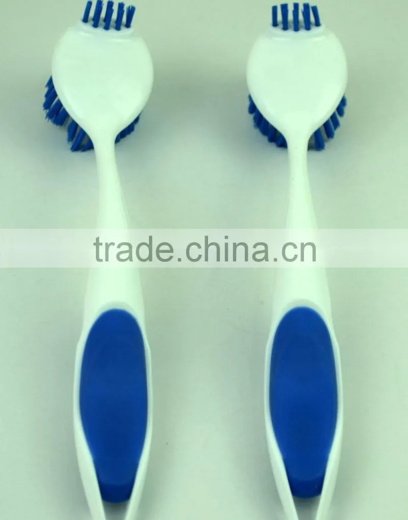 plastic pot brush with two-side bristles