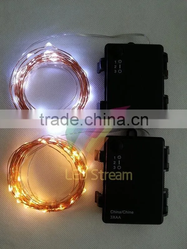 6M 60 led 3AA Outdoor Battery Powered Timer LED Copper Wire String Fairy Light lamp