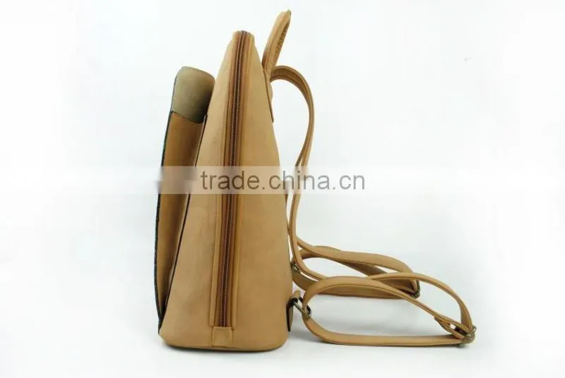 Uique design ladies durable khaki pu leather backpack with Chinese style pattern
