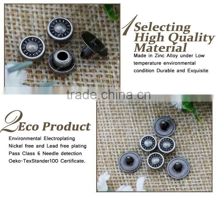 7mm Zinc alloy custom logo rivet stud button for denim