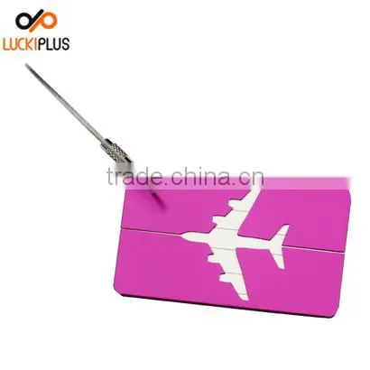 Luckiplus Colorful Aluminum Air Plane Pattern Luggage Tag ID Tag Name Card Holder Yellow