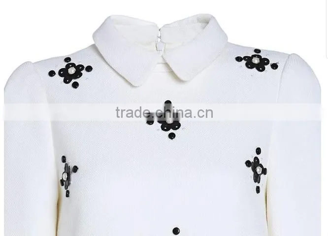 2015 hotwholes unique turndown collar three lines cross-shape embroider ladies coat