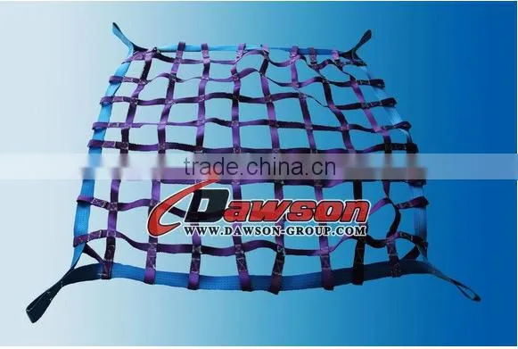 High quality polyester cargo lifting nets / shipping cargo net / flat webbing cargo net