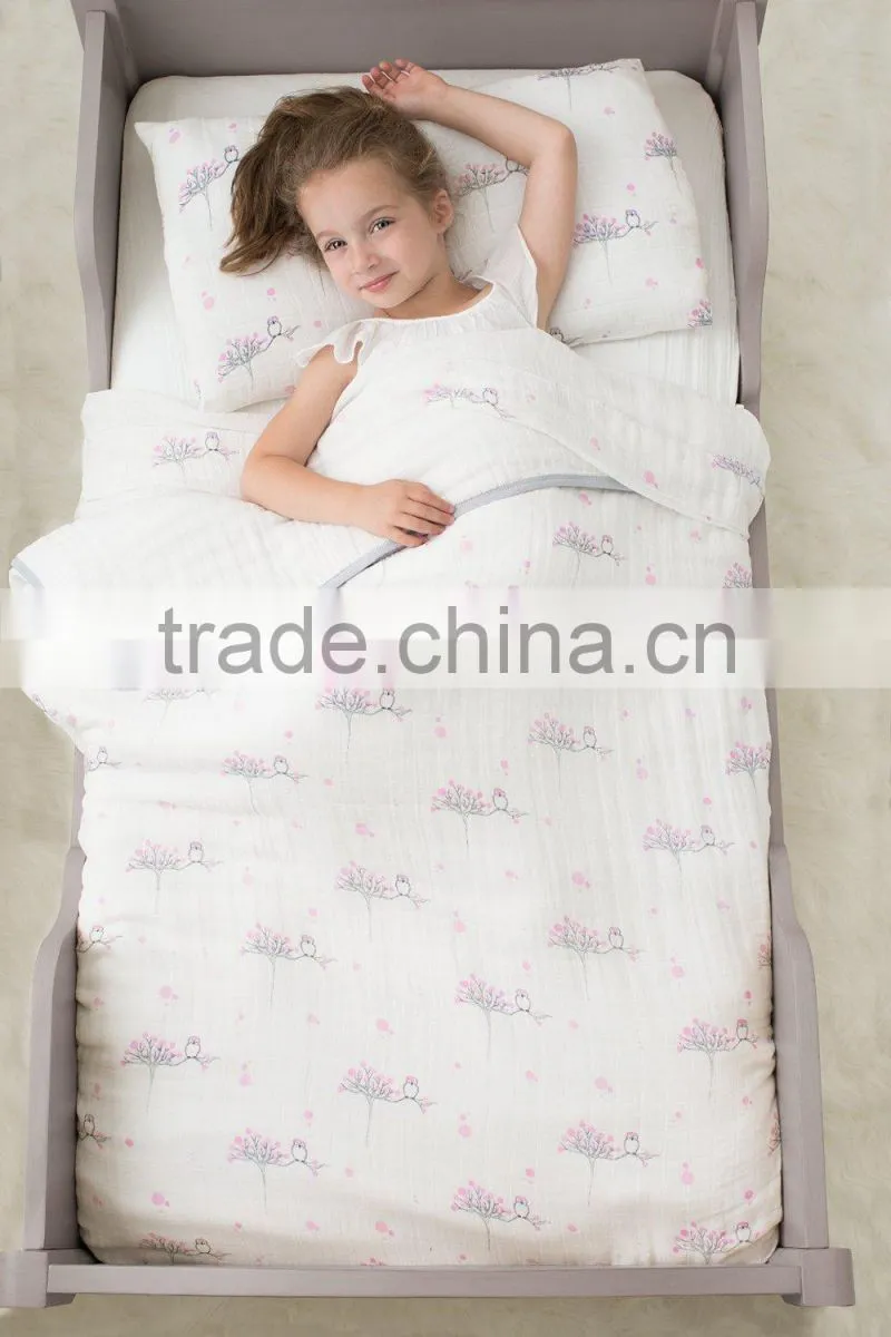 Hot Sell Baby Bedding Set, 100% organic cotton muslin baby bedding set