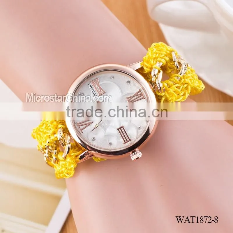 New Classic Geneva Ethnic Braided Analog Quartz Chain roman numerals lady watch