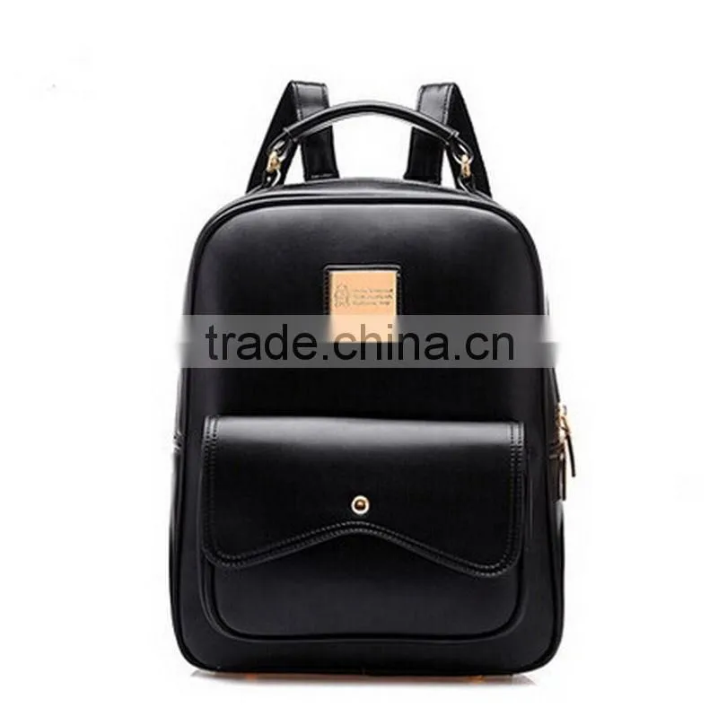 Women Girl Double Leather Shoulder Backpack bag School Bag Satchel Bookbag