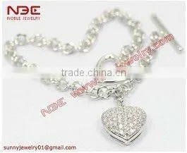 Hot cheap fashion 925 silver bracelet jewelry,micro pave setting sterling silver chain&link bracelet jewellery with AAA grade cz
