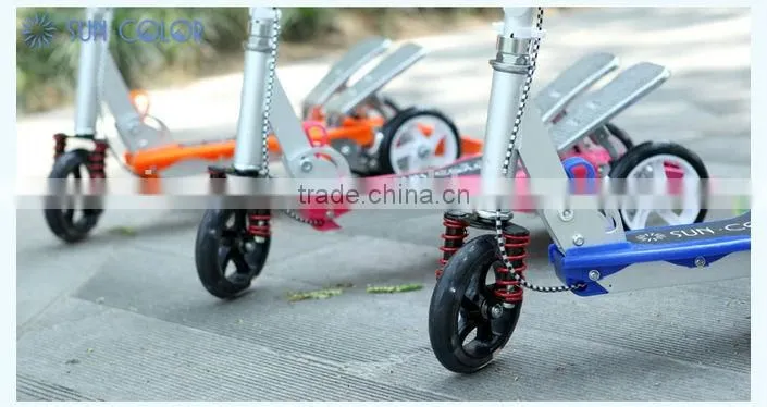 PU 3 wheel cheap pro scooters with dual pedal
