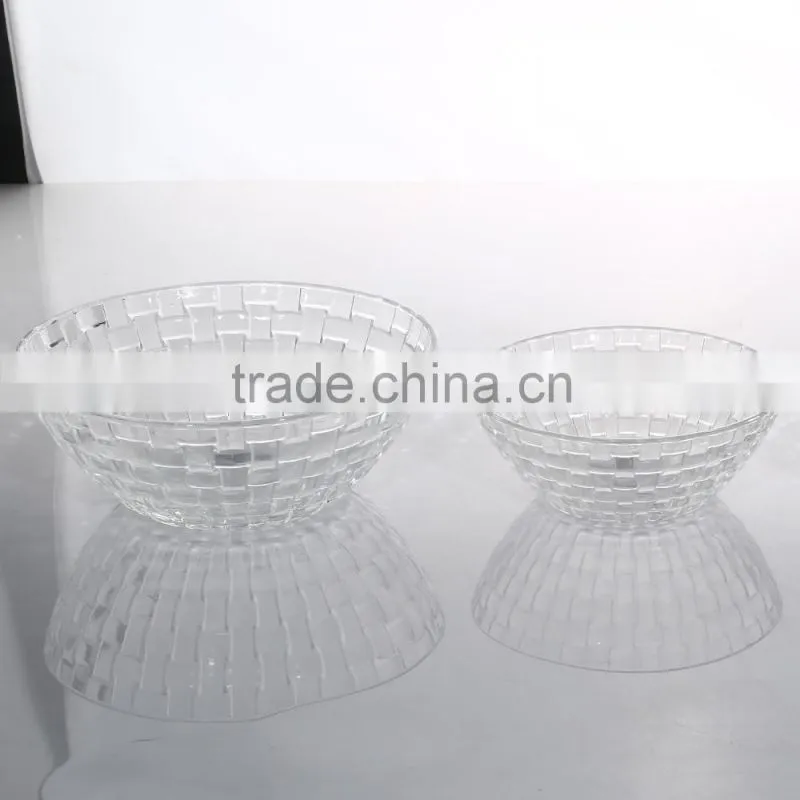 High Quality Clear Square Embossed Clear Glass Bowl
