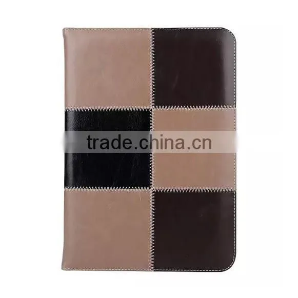 Accept small qty factory handheld fashion grid leather tablet cover for ipad air 2
