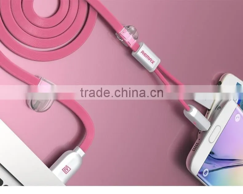 Original Remax Charging Data Cable 2 in 1 USB Cable For iphone and Xiaomi Samsung HTC Nokia