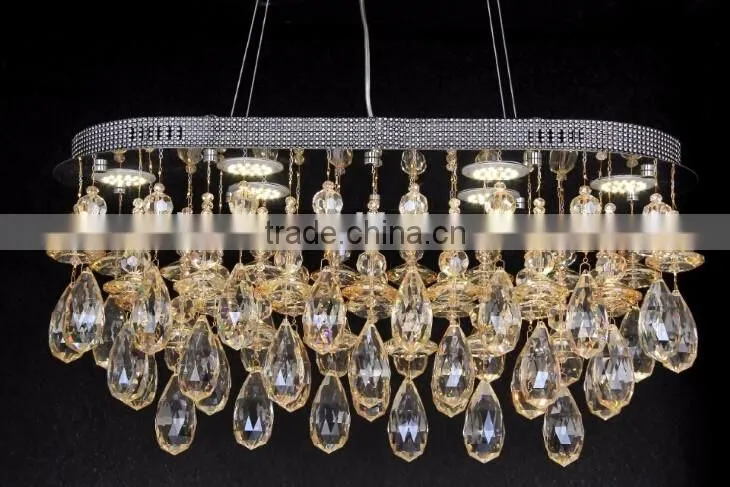 WD-6908PA/PLA Ellipse Champagne Gold K9 Top Grade Crystal Pendant Light