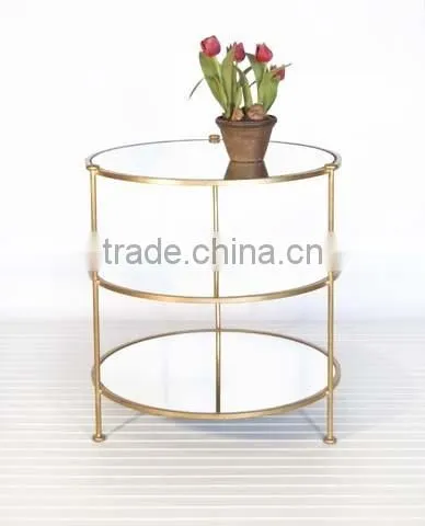 Factory hot sale living room decorative small round gold side table