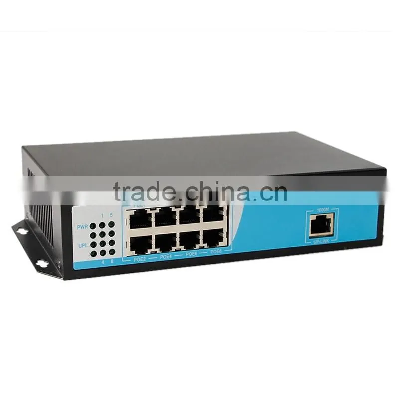 IEEE802.3af/at 48v 8 port gigabit POE switch for UHD 4k TV