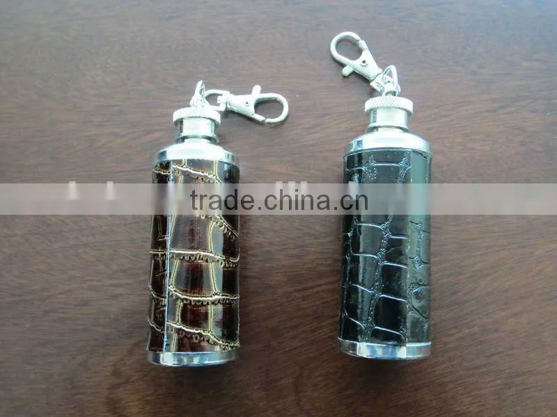 1OZ mini stainless steel hip flask with leather covered