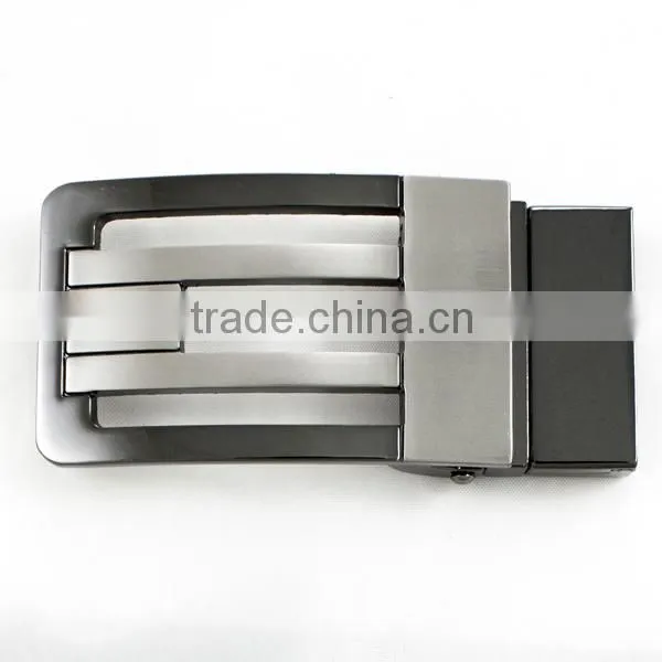 Classic design men metallic silver rotating belt buckle