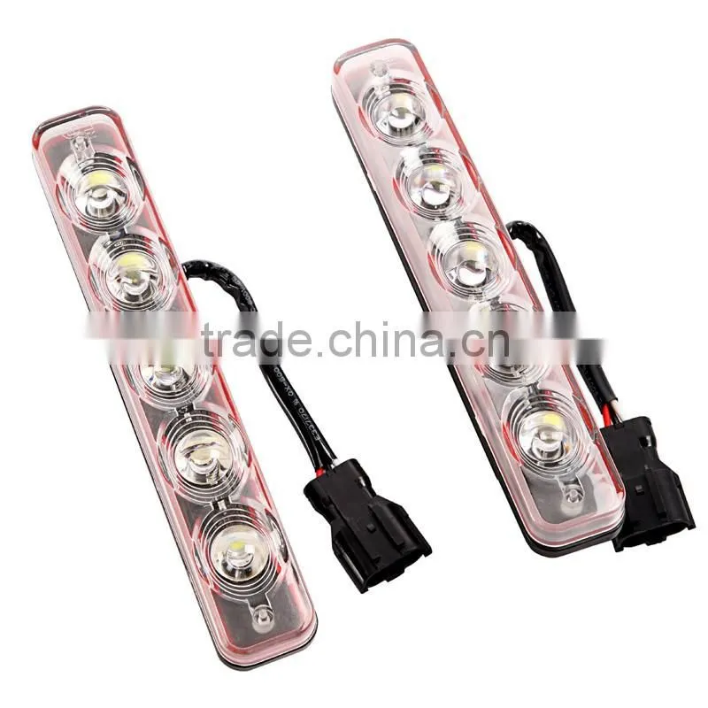 2 * White 5 LED Daytime Running Light DRL Car Fog DRL Lamp Clear Lens