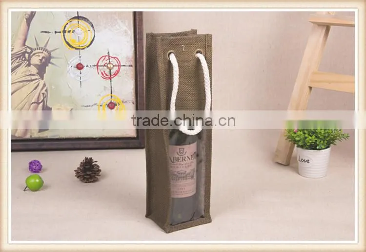 Hot sell !!! promotional gift bag jute wine bottle bag