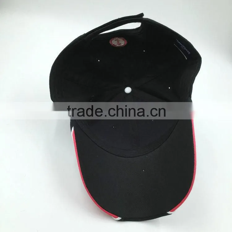 Wholesale custom made 6 panel black cotton twill baseball cap