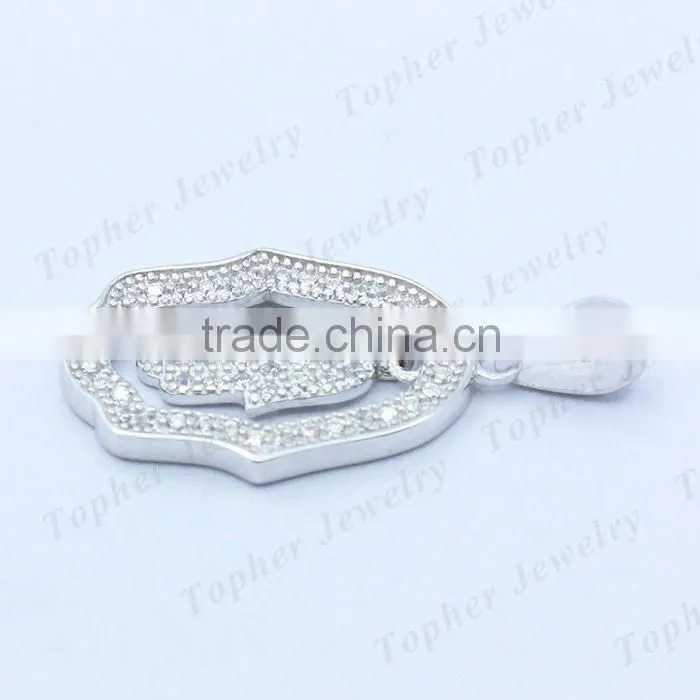 Tsavorite Hamsa Charm Pendant Jewelry, Designer Pave Diamond Hamsa Charm Pendant