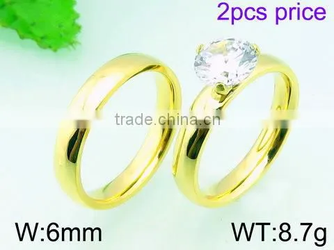 2015 new fashion design Gold Couple Ring Crystal Wedding Ring