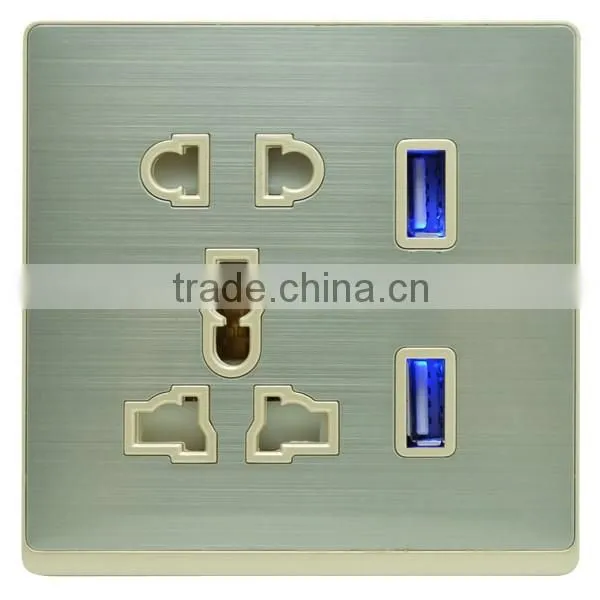 double usb wall socket uk 13A, dual usb socket5V 2.1