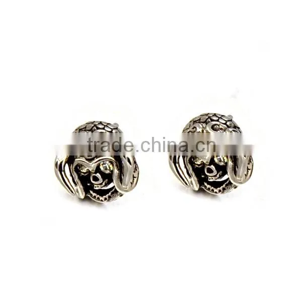 Casting Skull Stud Earrings Crystal Stainless Steel Sivler Antique Earrings for mens Jewelry