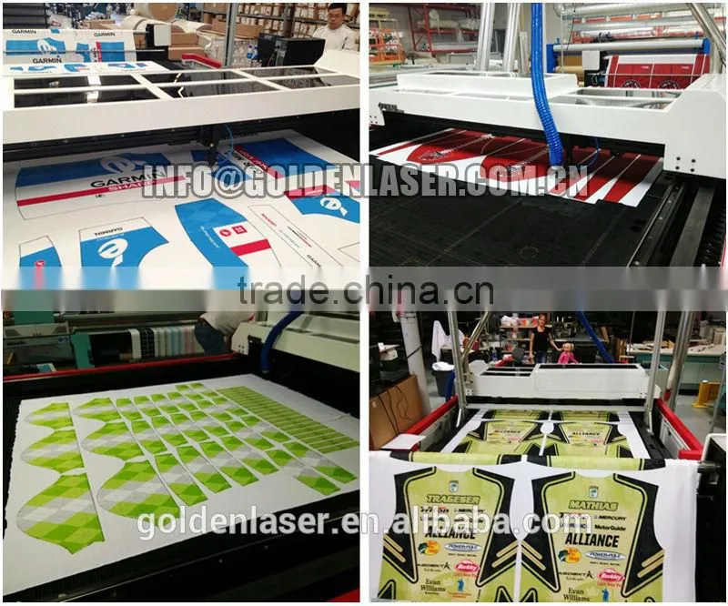 sublimated dye textile cutter / laser cutting digital printing fabrics