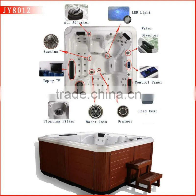 2016 Hot Sale Balboa Acrylic Massage 5 people Whirlpool Outdoor Spa hottub with 2 lying