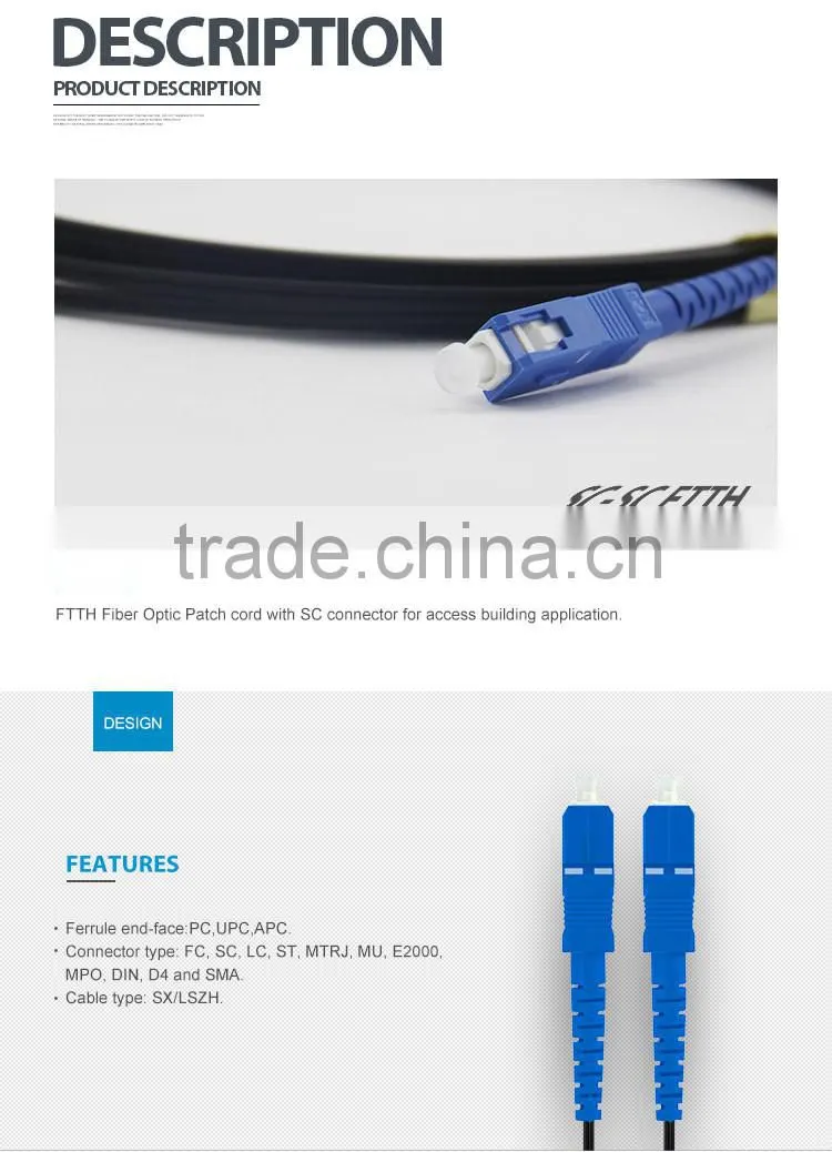 2016 hotsale LSZH jacket optic fiber cable FTTH