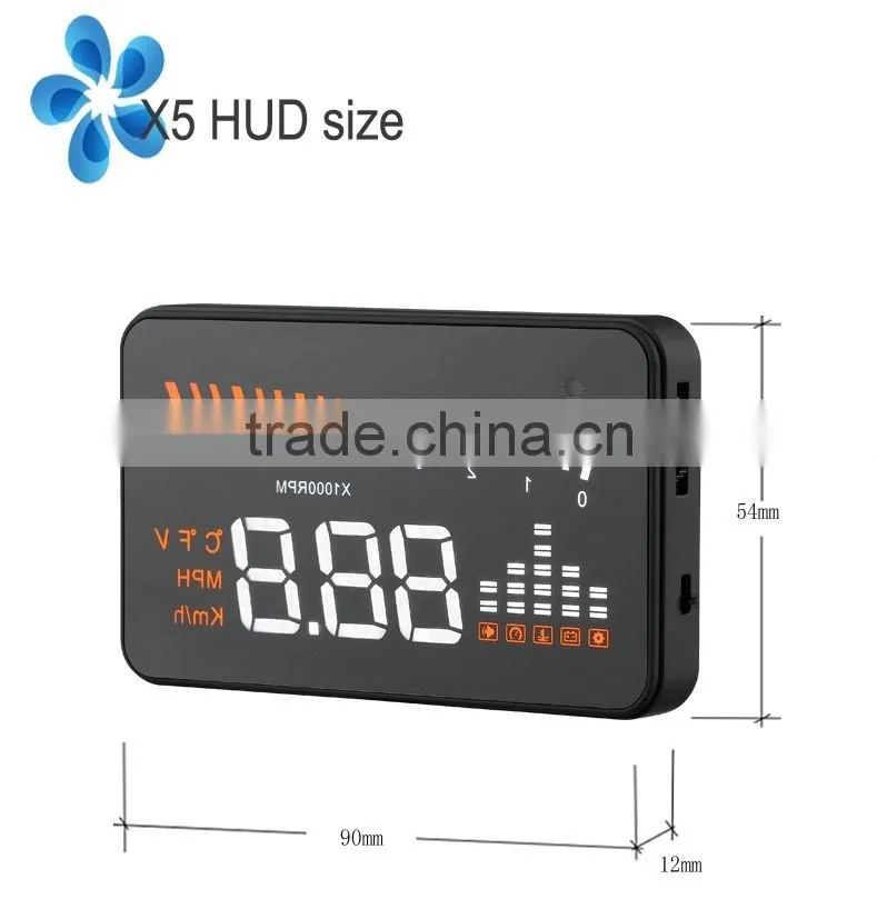 X5 3 inch car OBD2 HUD display vehicle mounted alarm