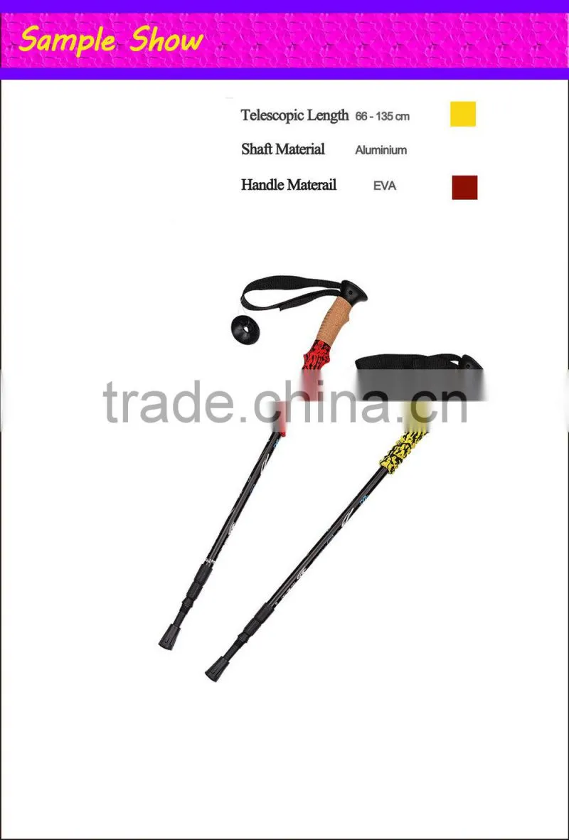 Cheap Lightweight Cork Wood Handle Camping Hiking Walking Stick With External Lock Supplier