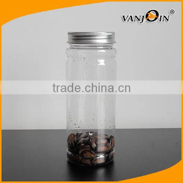 Empty Food Grade Plastic Food Storage Jars 330ml with Aluminum Cap