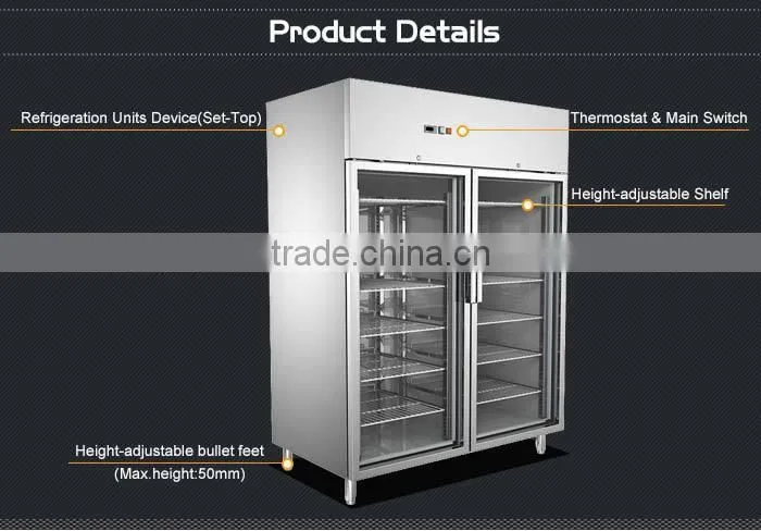 1285L Vertical Glass Door Freezer/Glass Door Freezer Display Cabinets/Upright Glass Door Freezer