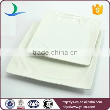 Square shape white porcelain fine dining plates